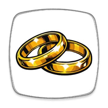 Goldene Eheringe Ewigkeitssymbol - Viereckiger Kühlschrankmagnet - Weiß - Vorne