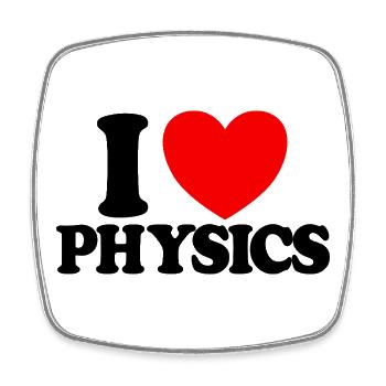 I Love Physics (Red Heart) Funny Physics - Square fridge magnet - white - Front