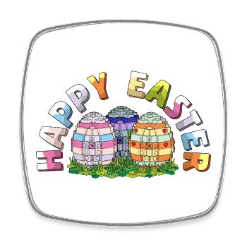 Happy Easter Brick Builder Easter Eggs Bricks - Square fridge magnet - white - Front