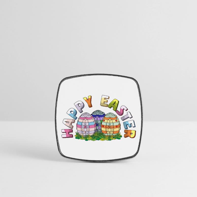 Happy Easter Brick Builder Easter Eggs Bricks Square fridge magnet