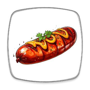 Bratwurst - Magnet carré - blanc - Devant