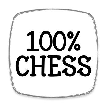 100% Échecs : Motif Stratégie Cavalier et Fou Noir - Magnet carré - blanc - Devant
