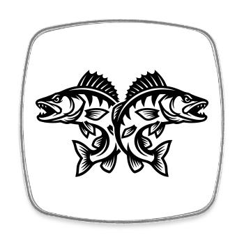 Pike Fish - Square fridge magnet - white - Front