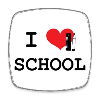 I Love School: Ikonisches Black Love School Muster - Viereckiger Kühlschrankmagnet - Weiß - Vorne