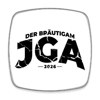 JGA 2026 Bräutigam Junggesellenabschied - Viereckiger Kühlschrankmagnet - Weiß - Vorne