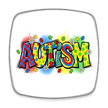 Conception d’énigmes arc-en-ciel de sensibilisation à l’autisme - Magnet carré - blanc - Devant