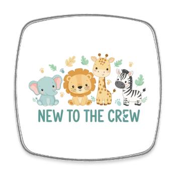 Baby Newborn Safari Animals New To The Crew - Square fridge magnet - white - Front