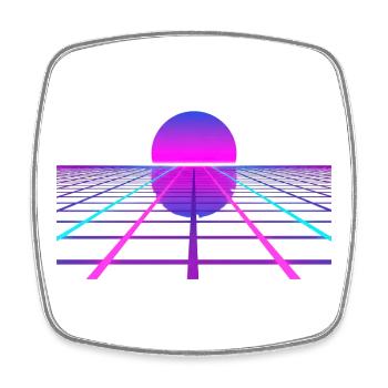 80er Retro Sonnenuntergang Neon Horizon Gamer  - Viereckiger Kühlschrankmagnet - Weiß - Vorne