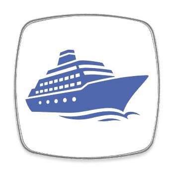 Minimalistische Kreuzfahrtschiff Silhouette Urlaub - Viereckiger Kühlschrankmagnet - Weiß - Vorne