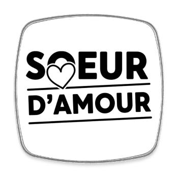 Soeur d’amour - cadeau pour soeur - Magnet carré - blanc - Devant