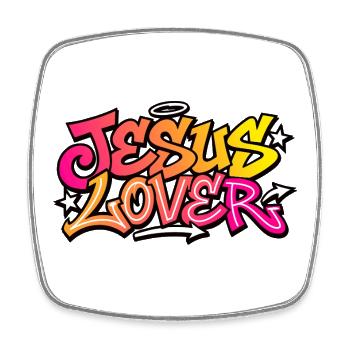 Graphisme néon Jesus Lover - Magnet carré - blanc - Devant