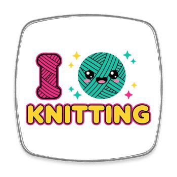 Kawaii Knitting Wool Heart - Square fridge magnet - white - Front