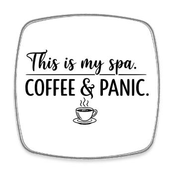 Kaffee- und Panik-Spa - Viereckiger Kühlschrankmagnet - Weiß - Vorne