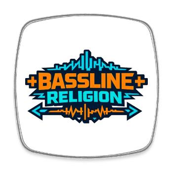 Logo néon de Bassline Religion - Magnet carré - blanc - Devant