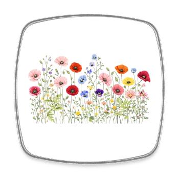 Wildblumen Wiese mit natürliche Aquarellblüten - Viereckiger Kühlschrankmagnet - Weiß - Vorne
