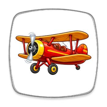 Biplane Airplane Motif Retro Cartoon - Square fridge magnet - white - Front