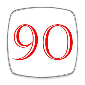 90. 90 YEARS. 90th ANNIVERSARY. 90 YEARS ANNIVERSARY. - Square fridge magnet - white - Front
