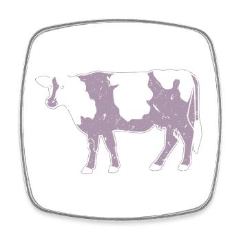 Cow Silhouette Farm Grunge Style - Square fridge magnet - white - Front
