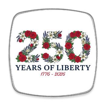 USA 250-jähriges Jubiläum Floral Patriotic - Viereckiger Kühlschrankmagnet - Weiß - Vorne