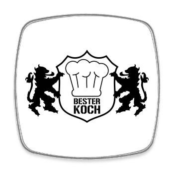 Bester Koch Wappen - Viereckiger Kühlschrankmagnet - Weiß - Vorne