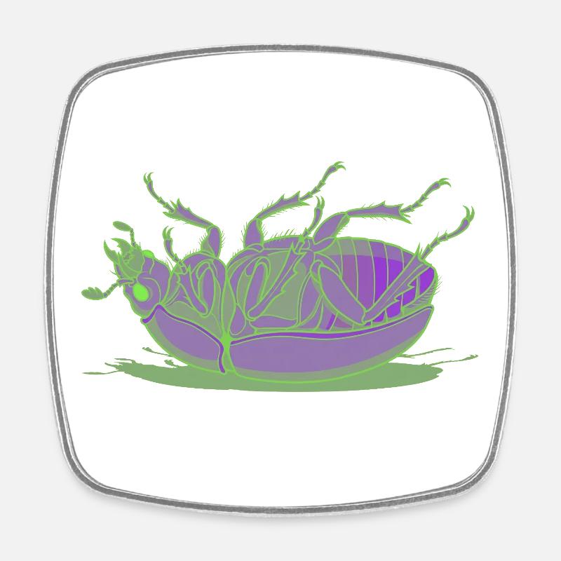 Insecte vert néon violet - Magnet carré - blanc