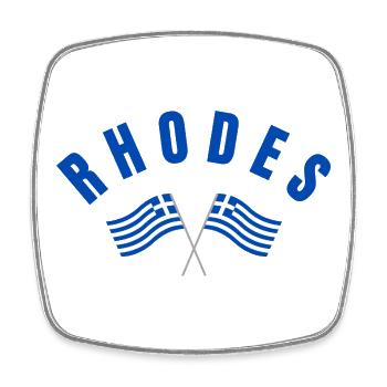 Rhodos kreuzte griechische Flaggen - Viereckiger Kühlschrankmagnet - Weiß - Vorne