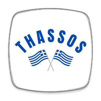 Thassos kreuzte griechische Flaggen - Viereckiger Kühlschrankmagnet - Weiß - Vorne
