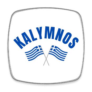 Kalymnos Griechische Flaggen - Viereckiger Kühlschrankmagnet - Weiß - Vorne