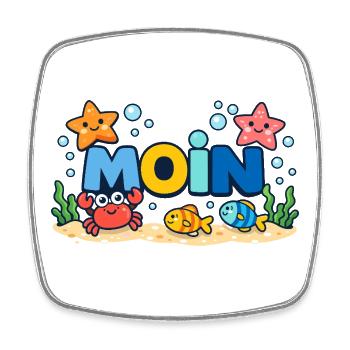 MOIN Möwe Leuchtturm Maritim Bunt - Viereckiger Kühlschrankmagnet - Weiß - Vorne
