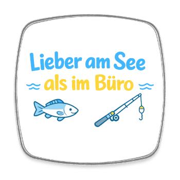 Lieber am See als im Büro - Viereckiger Kühlschrankmagnet - Weiß - Vorne