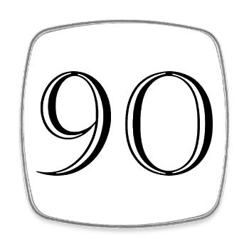 90. 90 ANS. 90e ANNIVERSAIRE. ANNIVERSAIRE 90 ANS. - Magnet carré - blanc - Devant