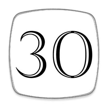 30. 30 YEARS. 30th ANNIVERSARY. 30 YEARS ANNIVERSARY. - Square fridge magnet - white - Front