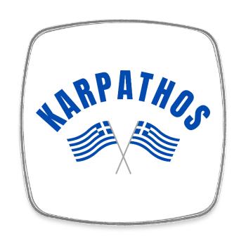 Karpathos avec drapeaux grecs croisés - Magnet carré - blanc - Devant