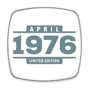 Édition limitée cadeau d’anniversaire d’avril 1976 - Magnet carré - blanc - Devant