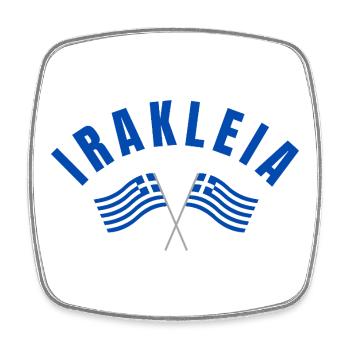 Irakleia Griechische Flaggen-Kreuzungsemblem - Viereckiger Kühlschrankmagnet - Weiß - Vorne