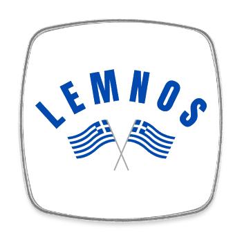 Lemnos kreuzte griechische Flaggen - Viereckiger Kühlschrankmagnet - Weiß - Vorne