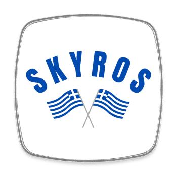 Skyros Griechische Kreuzflaggen - Viereckiger Kühlschrankmagnet - Weiß - Vorne