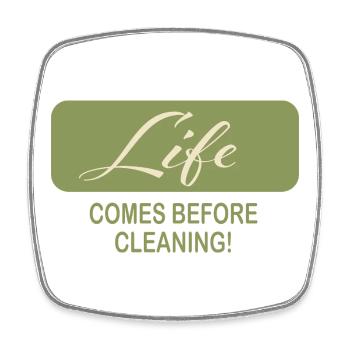Life Before Cleaning Minimalist Quote - Square fridge magnet - white - Front