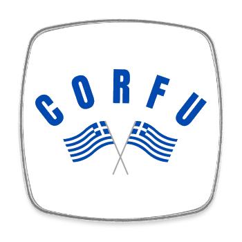 Corfou avec drapeaux grecs croisés - Magnet carré - blanc - Devant