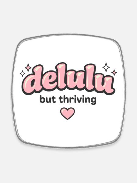Delulu Thriving Logo - Square fridge magnet - white