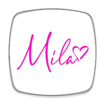 Mila Signatur Neon Pink - Viereckiger Kühlschrankmagnet - Weiß - Vorne