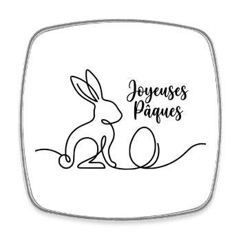 Joyeuses Pâques,Süßes Hasen Oster Shirt, Hoodie - Viereckiger Kühlschrankmagnet - Weiß - Vorne