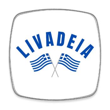 LIVADEIA: Crossed Greek Flags - Square fridge magnet - white - Front