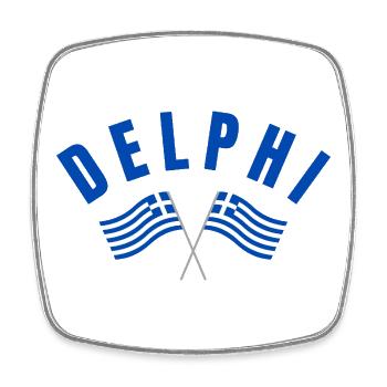Delphi Twin Greek Flags  - Square fridge magnet - white - Front