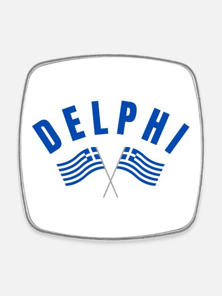 Delphi Twin Greek Flags  - Square fridge magnet - white