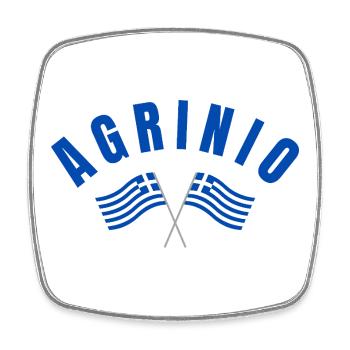 Arched Agrinio with Greek Flags  - Square fridge magnet - white - Front