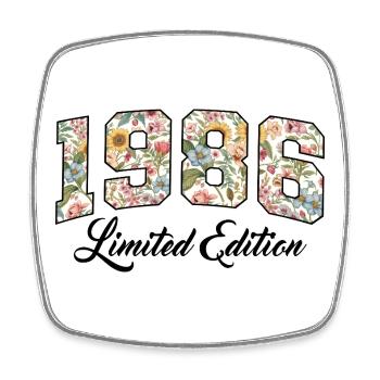 1986 Vintage Blumen College Jahrgang Design - Viereckiger Kühlschrankmagnet - Weiß - Vorne