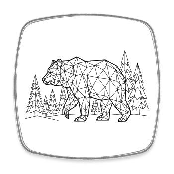 Bear Silhouette Pine Forest Grizzly - Viereckiger Kühlschrankmagnet - Weiß - Vorne