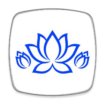 Blue floral motif for women and girls - Square fridge magnet - white - Front