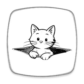 Kitten in a pouch illustration - Square fridge magnet - white - Front